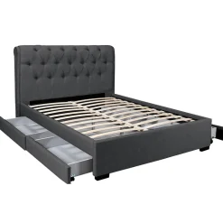 Weber Industries Lit CHELSEA 160x200 + 4 tiroirs + sommier / Gris foncé