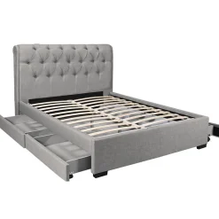 Weber Industries Lit CHELSEA 160x200 + 4 tiroirs + sommier / Gris clair
