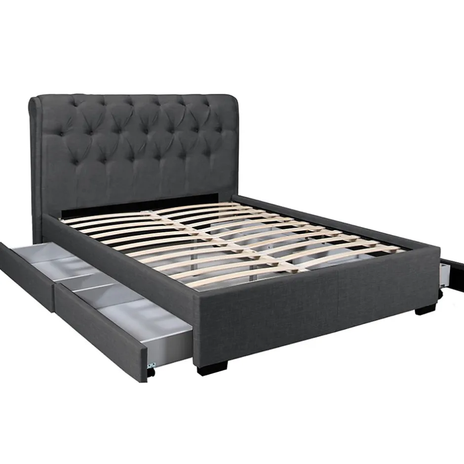 Weber Industries Lit CHELSEA 140x190+ 4 tiroirs + sommier / Gris foncé Online