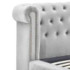 Vente-unique Lit chesterfield 160 x 200 cm - Velours - Gris clair + Matelas - TONGERLA Best