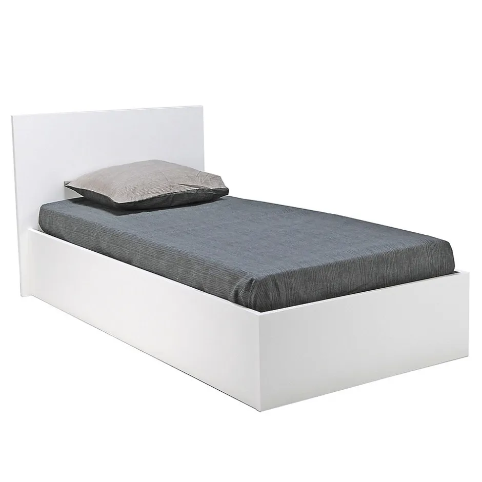 Bb Loisir Lit coffre 1 place 90x190cm couleur Blanc avec sommier MARO