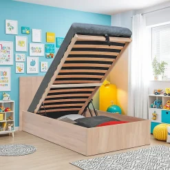 Bb Loisir Lit coffre 1 place 90x190cm couleur Chêne avec sommier MARO Clearance