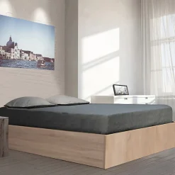 Bb Loisir Lit coffre 2 places 160x200cm couleur chêne avec sommier BILYBA Clearance