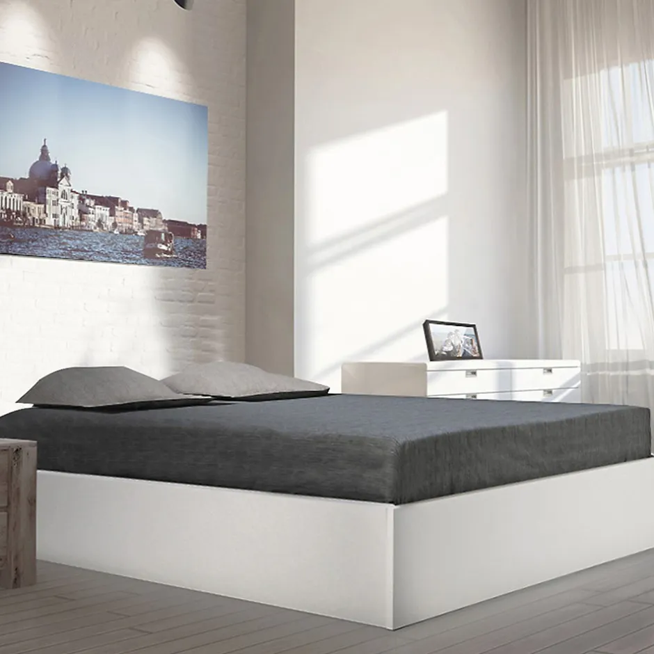 Bb Loisir Lit coffre 2 places 140x190cm couleur Blanc avec sommier BILYBA