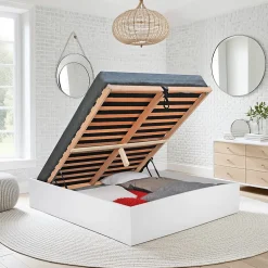 Bb Loisir Lit coffre 2 places 160x200cm couleur Blanc avec sommier BILYBA Clearance
