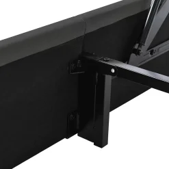 Generique Lit coffre 180 x 200 cm - Lit Double avec Sommier à Lattes - Lin Bois Métal - Sans Matelas - Gris New