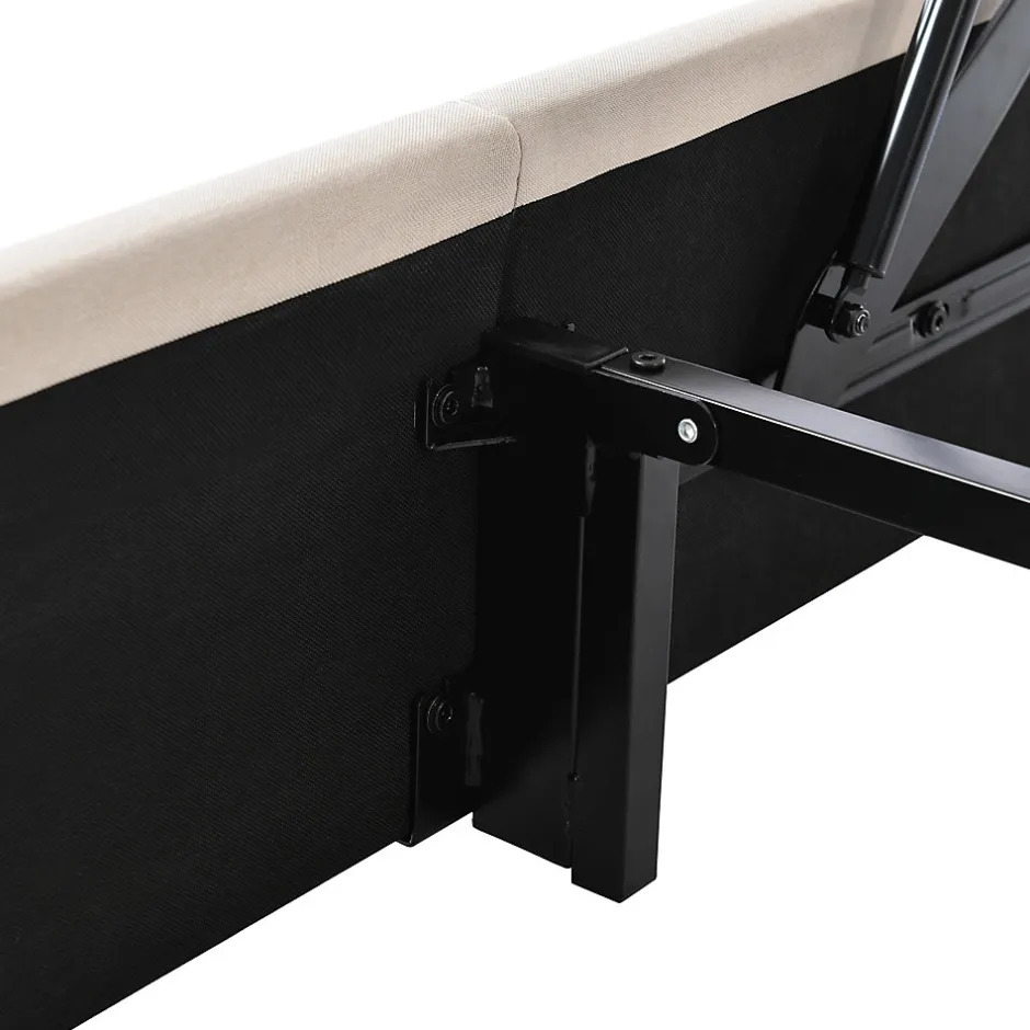 Generique Lit coffre 140 x 200 cm - Lit Double avec Sommier à Lattes - Lin Bois Métal - Sans Matelas - Gris Hot