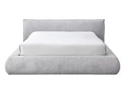 Vente-unique Lit coffre 160 x 200 cm - Tissu - Gris clair + Matelas - MIRSIO Online