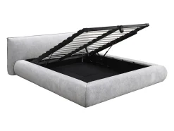 Vente-unique Lit coffre 160 x 200 cm - Tissu - Gris clair + Matelas - MIRSIO Online