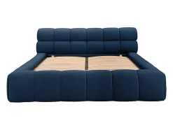 Vente-unique Lit coffre 160 x 200 cm - Tissu - Bleu nuit - FORVIK II