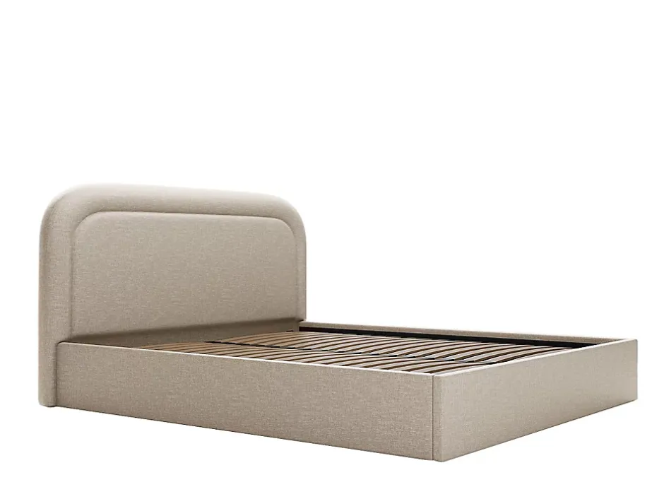 Vente-unique Lit coffre 140 x 190 cm - Tissu chiné - Beige - FIREZA II Online