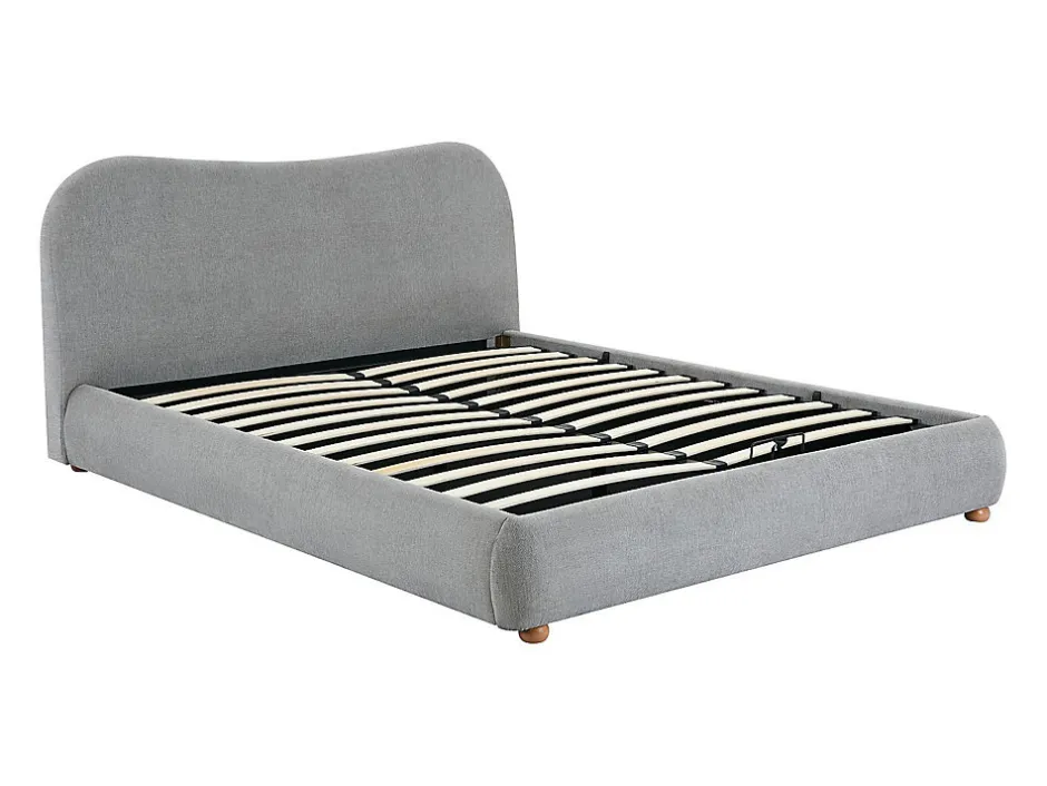 Vente-unique Lit coffre 160 x 200 cm - Tissu - Gris clair + Matelas - VANARI