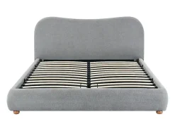 Vente-unique Lit coffre 160 x 200 cm - Tissu - Gris clair + Matelas - VANARI