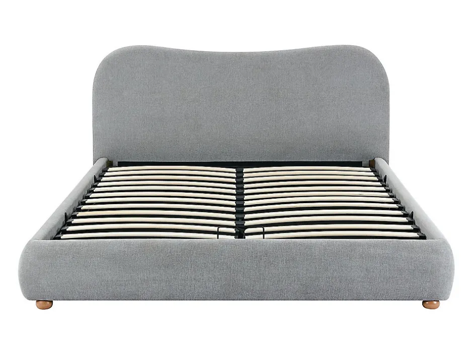 Vente-unique Lit coffre 160 x 200 cm - Tissu - Gris clair + Matelas - VANARI