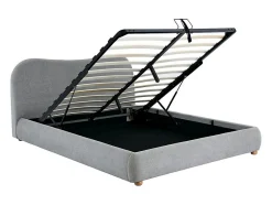 Vente-unique Lit coffre 160 x 200 cm - Tissu - Gris clair + Matelas - VANARI