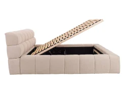 Vente-unique Lit coffre 160 x 200 cm - Tissu - Beige + Matelas - FORVIK II