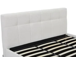 Vente-unique Lit coffre 180 x 200 cm - Tissu bouclette - Blanc + Matelas - MAZIRI Clearance