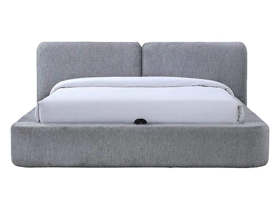 Vente-unique Lit coffre 140 x 190 cm - Tissu - Gris - JUDALO de Maison Céphy