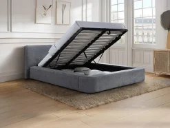 Vente-unique Lit coffre 140 x 190 cm - Tissu - Gris - JUDALO de Maison Céphy