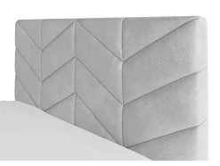 Vente-unique Lit coffre 200 x 200 cm - Tissu texturé - Gris + Matelas - JUSTANI
