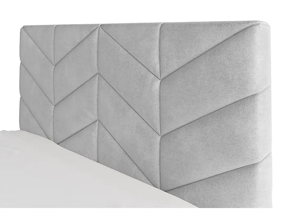 Vente-unique Lit coffre 200 x 200 cm - Tissu texturé - Gris + Matelas - JUSTANI