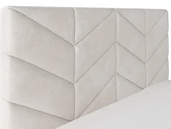 Vente-unique Lit coffre 160 x 200 cm - Tissu texturé - Crème - JUSTANI