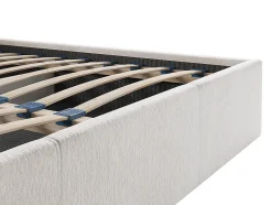 Vente-unique Lit coffre 160 x 200 cm - Tissu texturé - Crème - JUSTANI