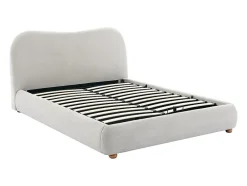 Vente-unique Lit coffre 160 x 200 cm - Tissu - Beige - VANARI