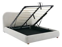 Vente-unique Lit coffre 160 x 200 cm - Tissu - Beige - VANARI