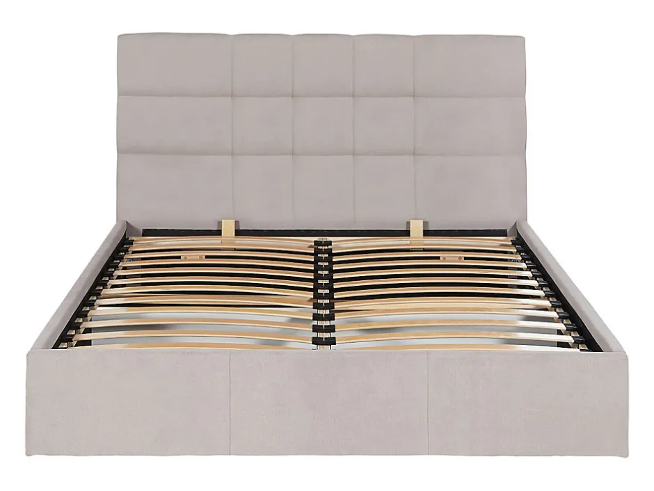 Vente-unique Lit coffre 160 x 200 cm - Tissu - Beige + Matelas - ELIAVA