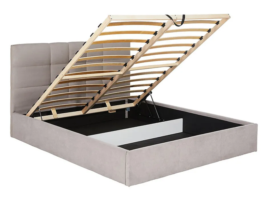 Vente-unique Lit coffre 160 x 200 cm - Tissu - Beige + Matelas - ELIAVA