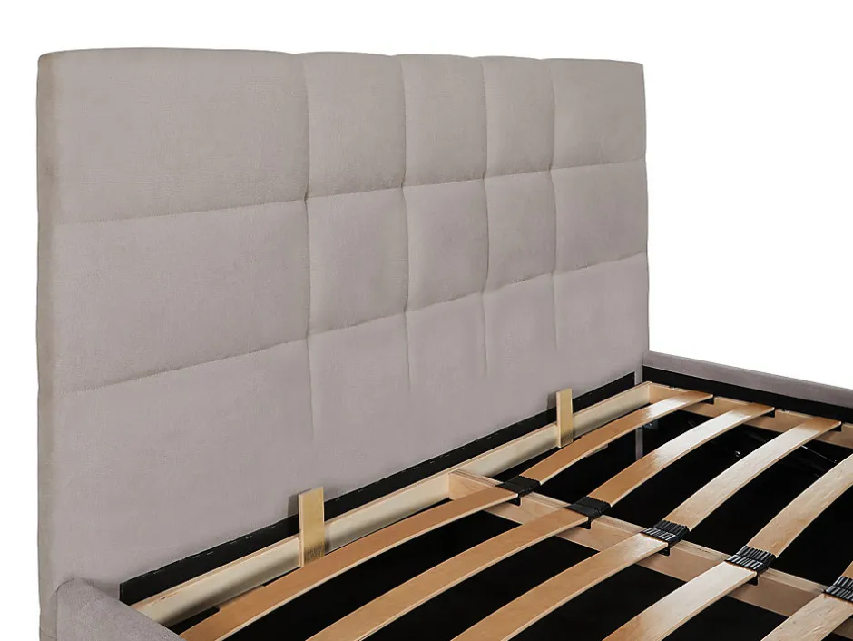 Vente-unique Lit coffre 160 x 200 cm - Tissu - Beige + Matelas - ELIAVA