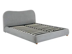 Vente-unique Lit coffre 180 x 200 cm - Tissu - Gris clair + Matelas - VANARI