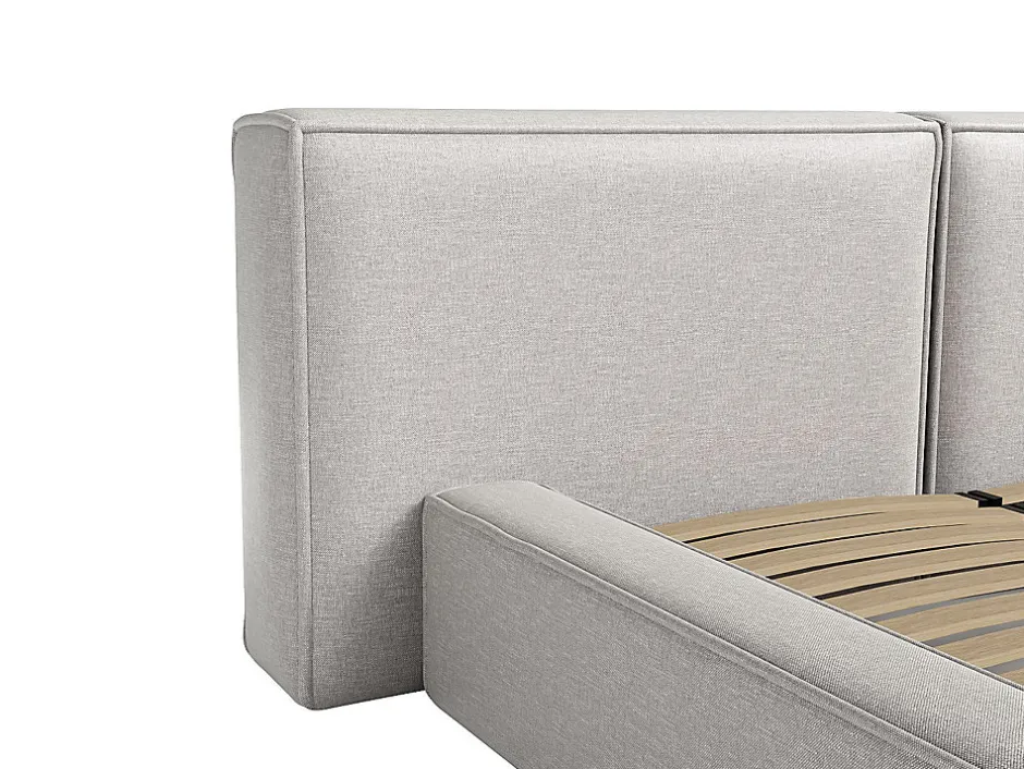 Vente-unique Lit coffre 140 x 190 cm - Tissu - Gris clair - TIMANO Sale