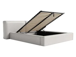 Vente-unique Lit coffre 140 x 190 cm - Tissu - Gris clair - TIMANO Sale