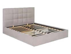 Vente-unique Lit coffre 180 x 200 cm - Tissu - Beige - ELIAVA