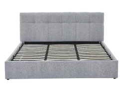 Vente-unique Lit coffre 180 x 200 cm - Tissu bouclette - Gris - MAZIRI