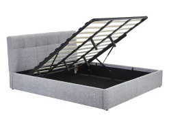 Vente-unique Lit coffre 180 x 200 cm - Tissu bouclette - Gris - MAZIRI