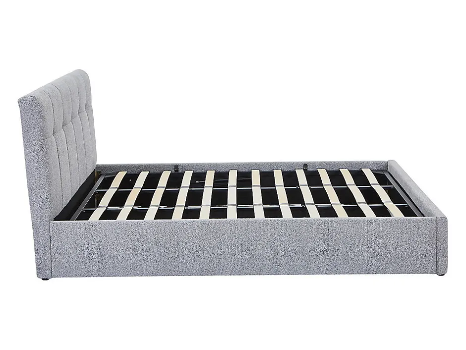 Vente-unique Lit coffre 180 x 200 cm - Tissu bouclette - Gris - MAZIRI