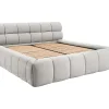 Vente-unique Lit coffre 160 x 200 cm - Tissu - Gris clair - FORVIK