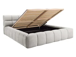 Vente-unique Lit coffre 160 x 200 cm - Tissu - Gris clair - FORVIK