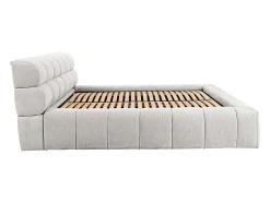 Vente-unique Lit coffre 160 x 200 cm - Tissu - Gris clair - FORVIK