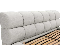 Vente-unique Lit coffre 160 x 200 cm - Tissu - Gris clair - FORVIK