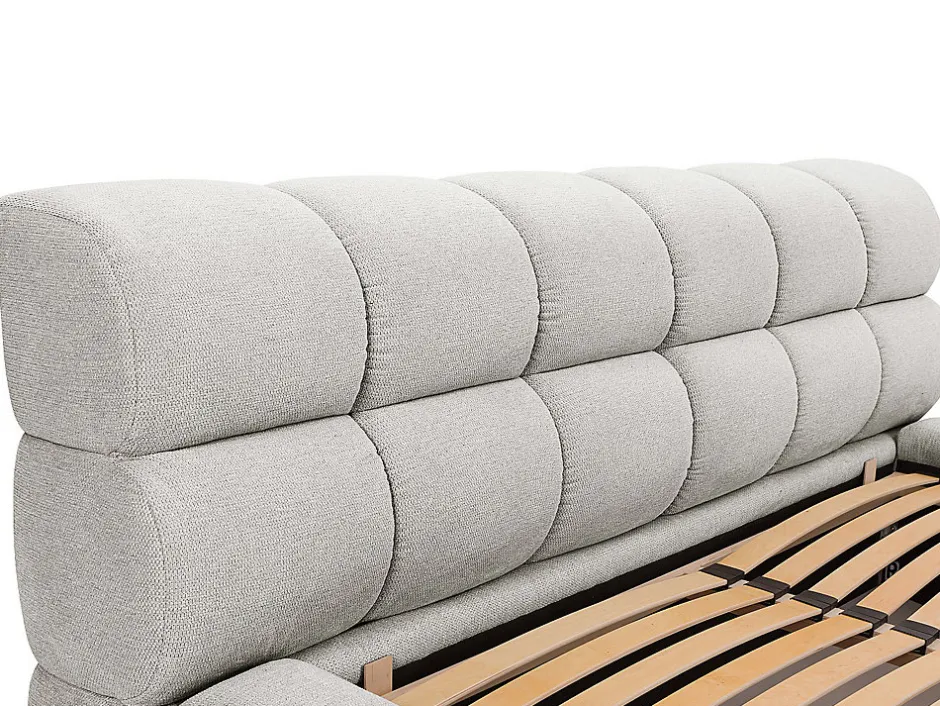 Vente-unique Lit coffre 160 x 200 cm - Tissu - Gris clair - FORVIK