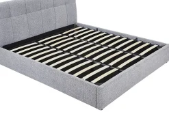 Vente-unique Lit coffre 180 x 200 cm - Tissu bouclette - Gris + Matelas - MAZIRI New