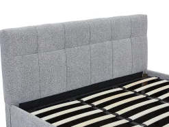 Vente-unique Lit coffre 180 x 200 cm - Tissu bouclette - Gris + Matelas - MAZIRI New