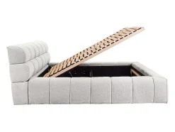 Vente-unique Lit coffre 180 x 200 cm - Tissu - Gris clair + Matelas - FORVIK Online