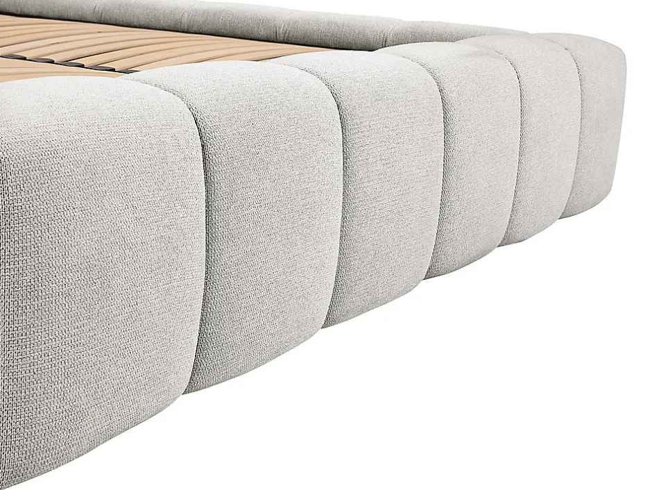 Vente-unique Lit coffre 180 x 200 cm - Tissu - Gris clair + Matelas - FORVIK Online