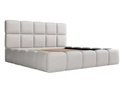 Vente-unique Lit coffre 180 x 200 cm - Tissu chiné - Gris clair - DAMADO II