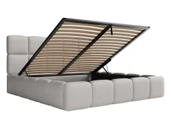 Vente-unique Lit coffre 180 x 200 cm - Tissu chiné - Gris clair - DAMADO II
